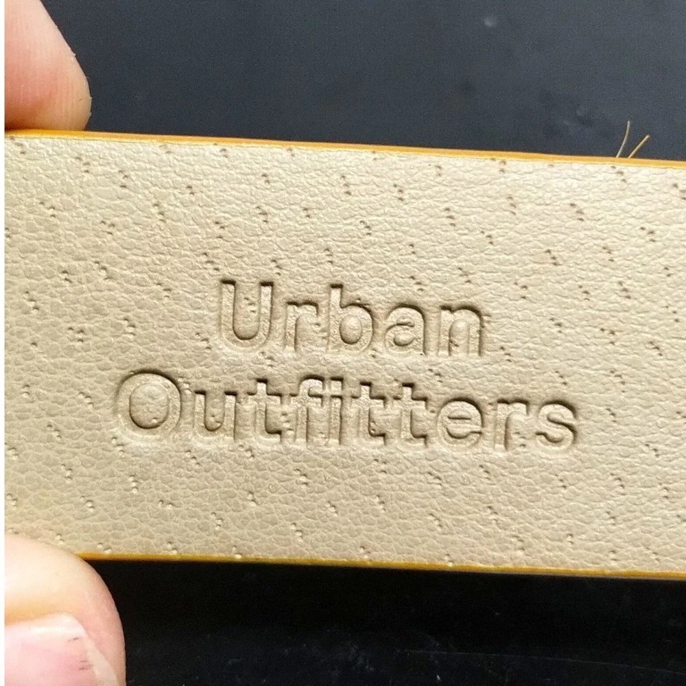 Urban Outfitters Cow Print Hair Calf Skinny Belt Tan White Silver Buckle Small